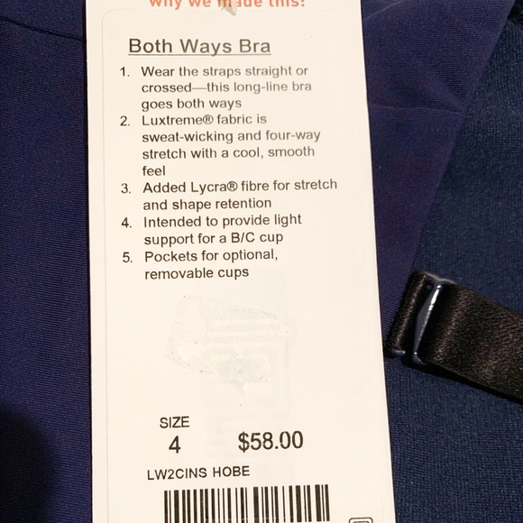 NWT Lululemon Women’s Both Ways Bra size 4 Cup B/C - Picture 4 of 4